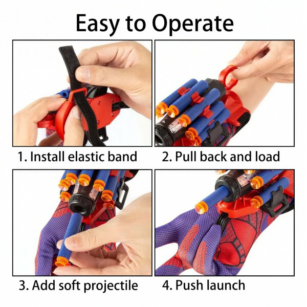 Juguete Lanzadardos Guante Spiderman 10 Dardos Infantil Color Azul