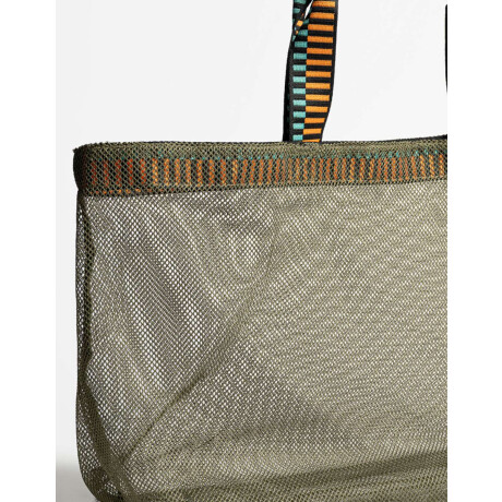Cartera Shopper De Mesh Verde Militar