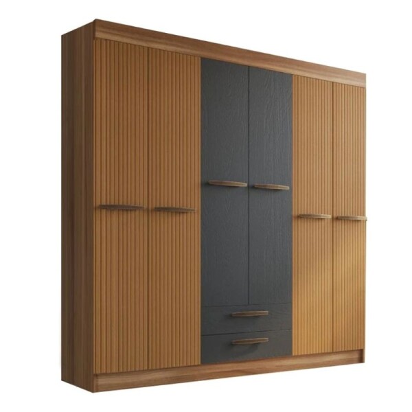 ROPERO 6 PUERTAS 2 CAJONES - GRAFITO/NOGAL ROPERO 6 PUERTAS 2 CAJONES - GRAFITO/NOGAL