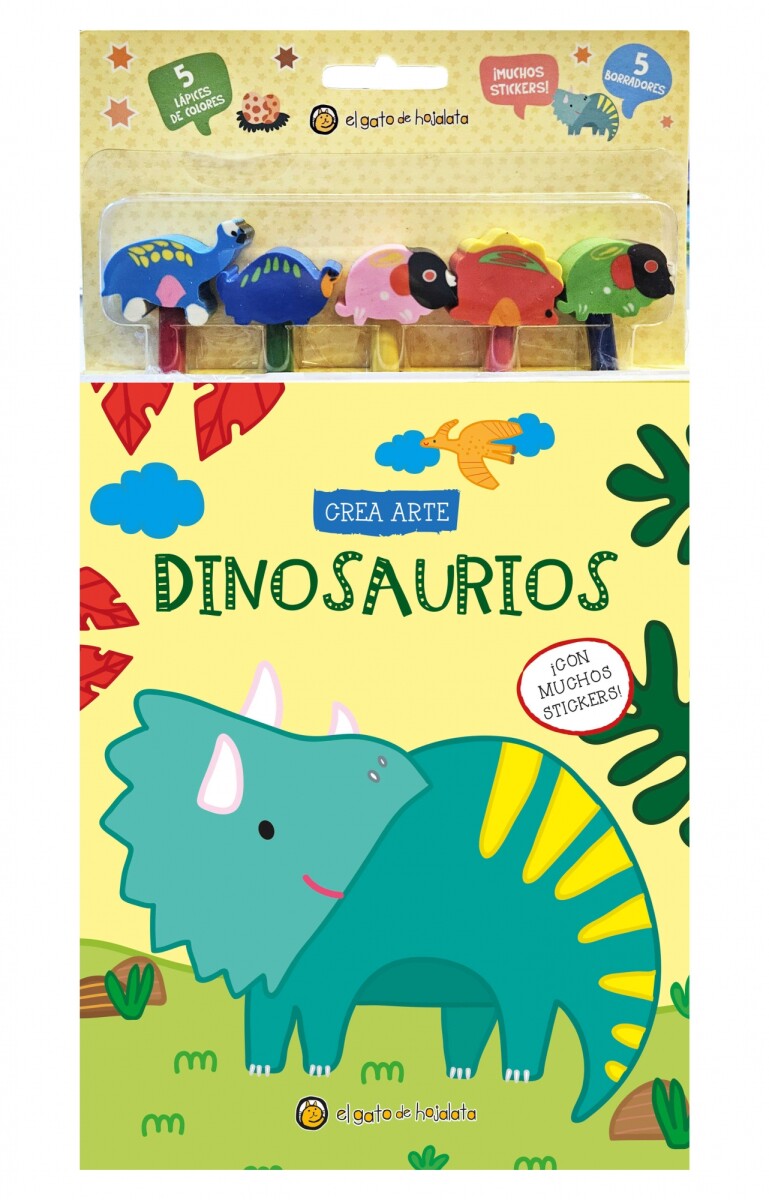 Crea arte: lápices, borradores y stickers. Dinosaurios 