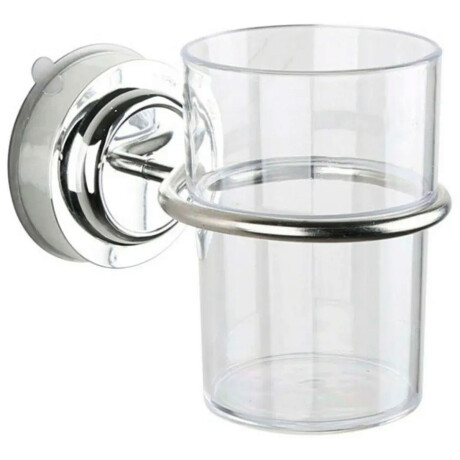 Vaso porta cepillo de dientes con ventosa acero inoxidable GRIS