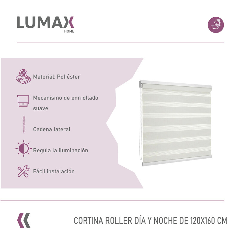 Cortina Roller Día Y Noche Lumax 1.2 X 1.6 M Gran Calidad Blanco