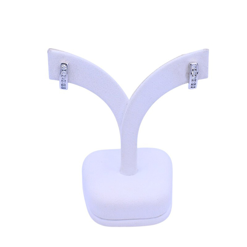 Aros oro 18 k blanco y brillantes engarce carril Aros oro 18 k blanco y brillantes engarce carril