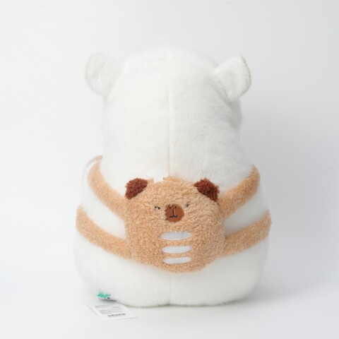 CARPINCHO BLANCO CON MOCHILA MARRÓN DE 35 CM CARPINCHO BLANCO CON MOCHILA MARRÓN DE 35 CM