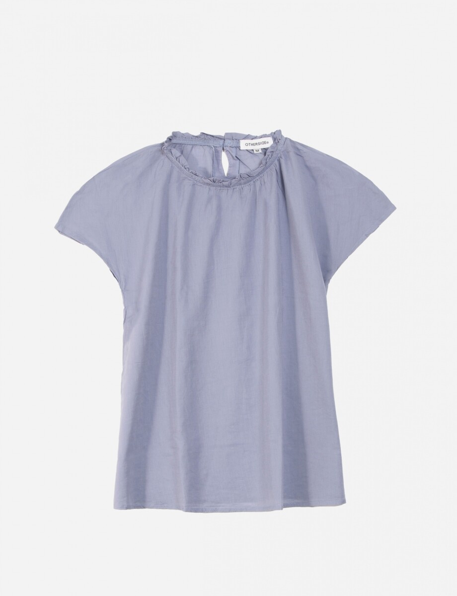 Blusa escote fruncido - Celeste 