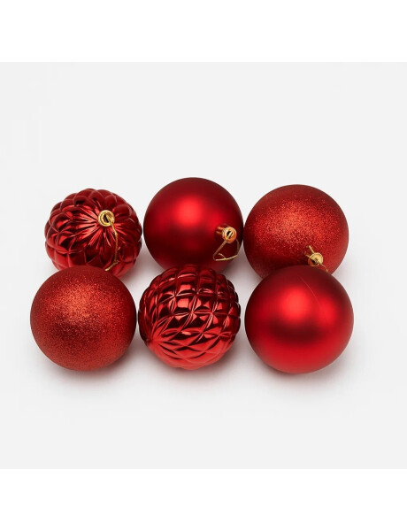 ESFERA COMBINADA RELIEVE DIAMANTE MATE 8CM X 6 UNIDADES ROJO ESFERA COMBINADA RELIEVE DIAMANTE MATE 8CM X 6 UNIDADES ROJO