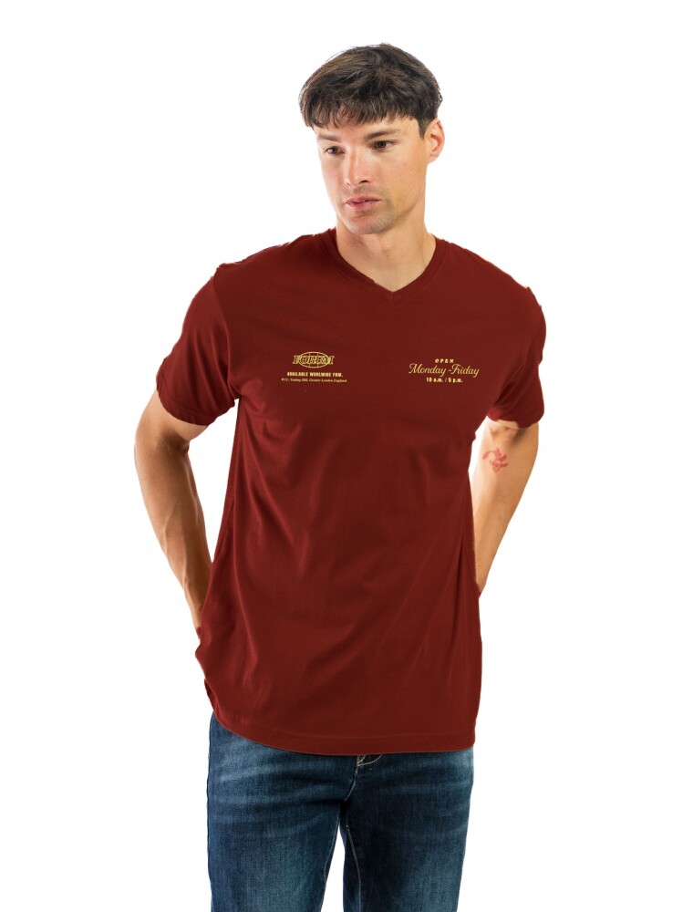 Remera Estampada C/V BGDH REVB-21 Bordo/ Ciudades 022