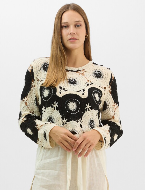 Buzo Crochet NEGRO/CRUDO