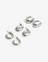 Aros Argollas Set Metal Set De Argollas Metal Bold - Plateado Rodio