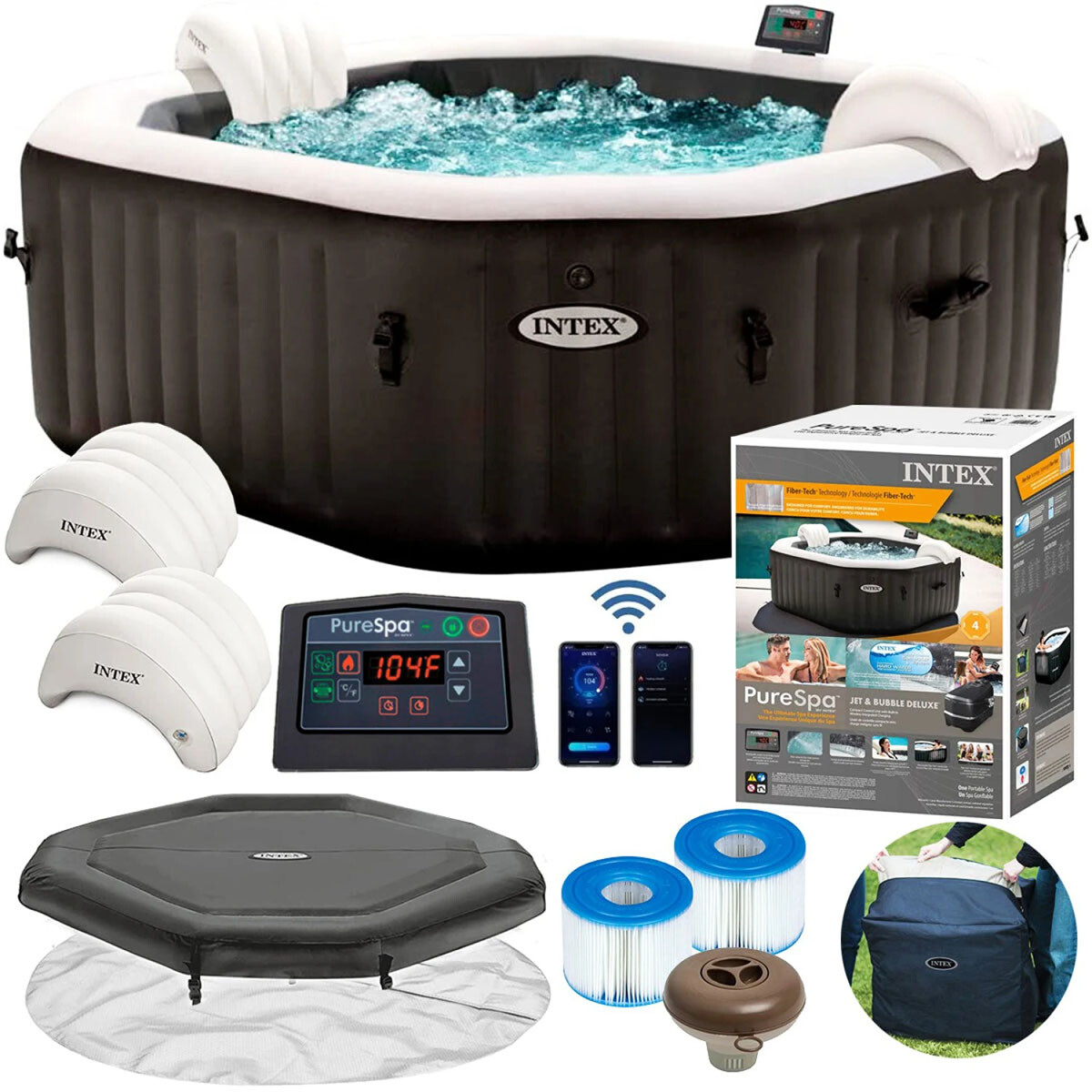 Intex Pure Spa Deluxe Bañera Hidromasaje Inflable 4p 