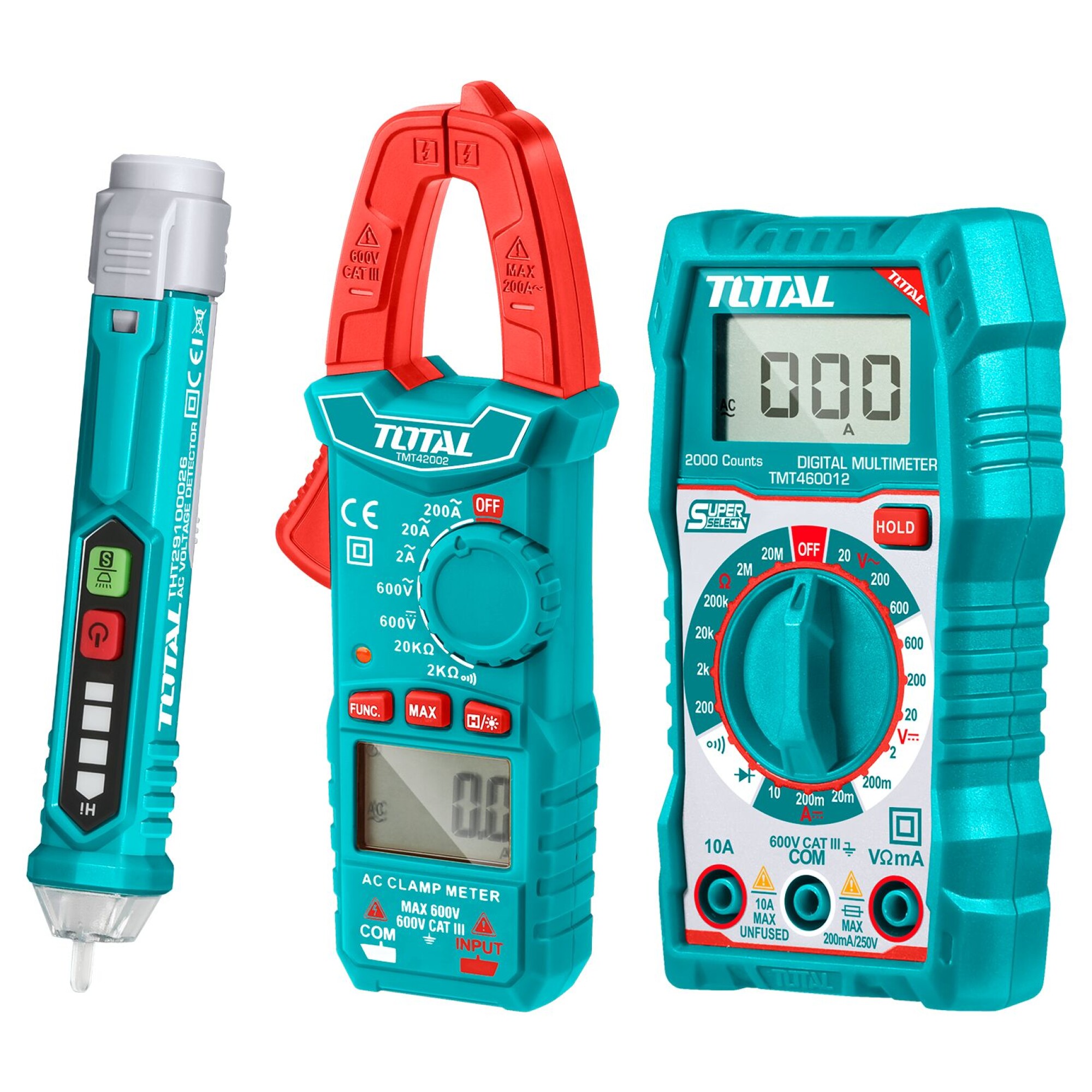 Kit Electricista: Multímetro, Pinza Amperimétrica Y Detector De Voltaje —  Herramientas Total