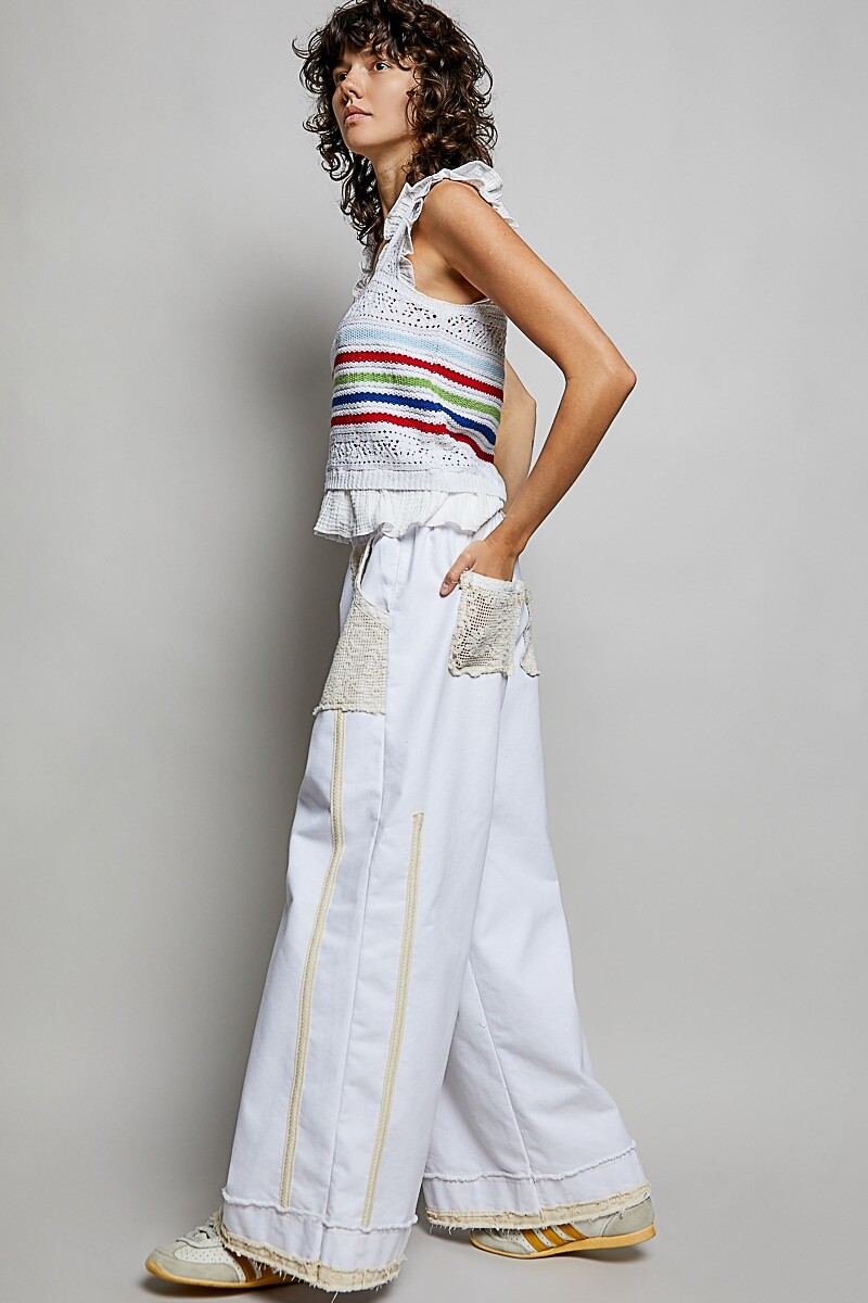 PANTALON DENIM PARCHES Blanco