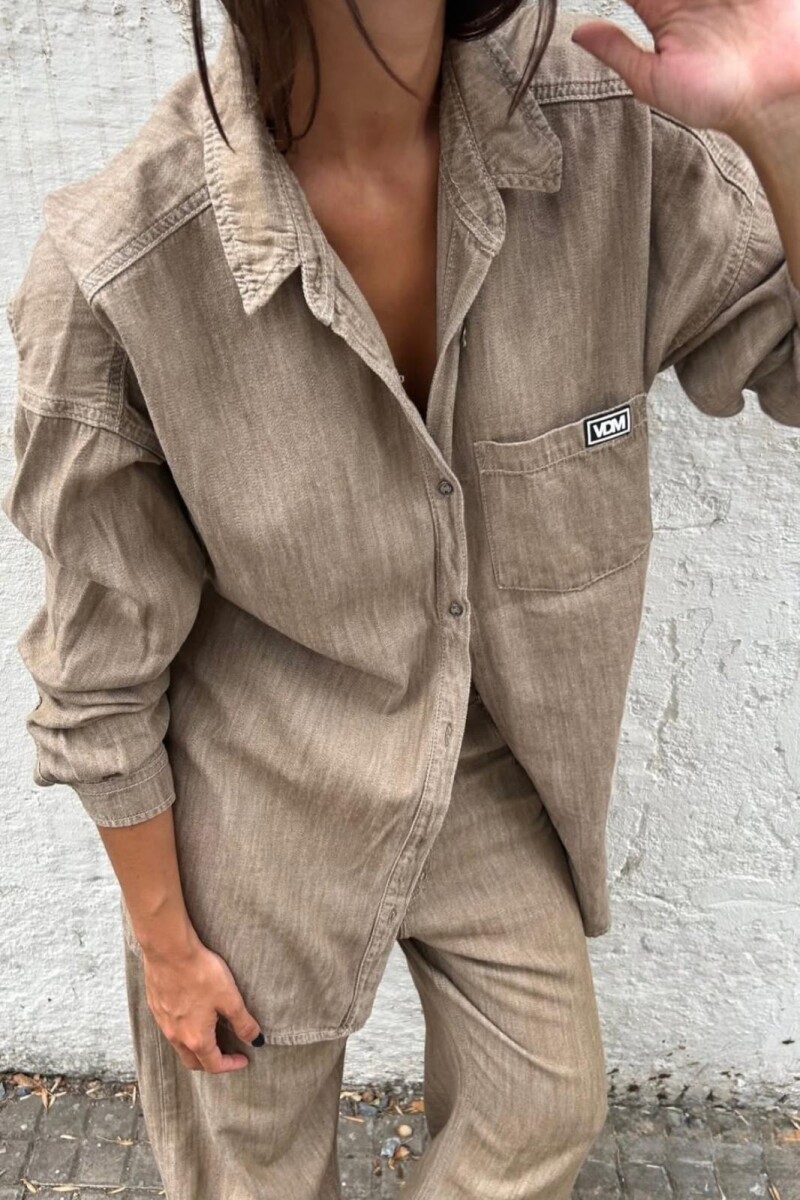 Camisa Oversize lino brown 