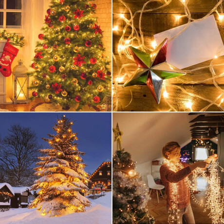 Guía Luces Navideñas 30mt Luz Led Cálida Exterior Guía Luces Navideñas 30mt Luz Led Cálida Exterior