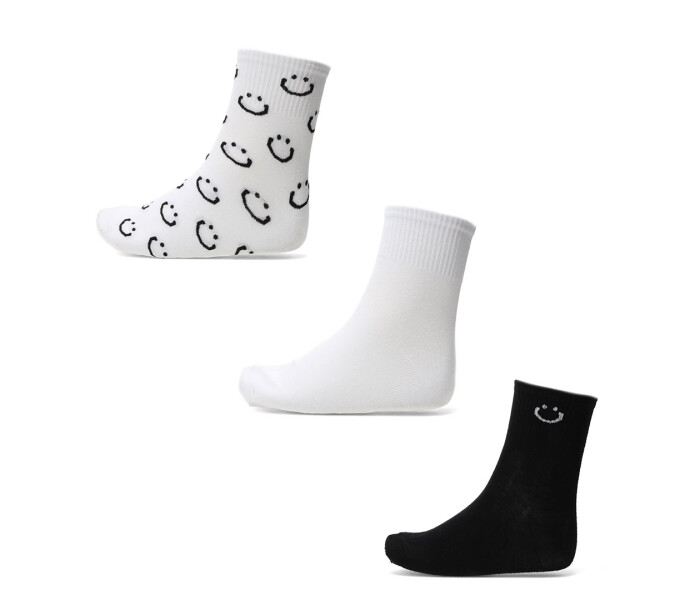 Medias Miss Carol Pack X3 Blanco - Negro