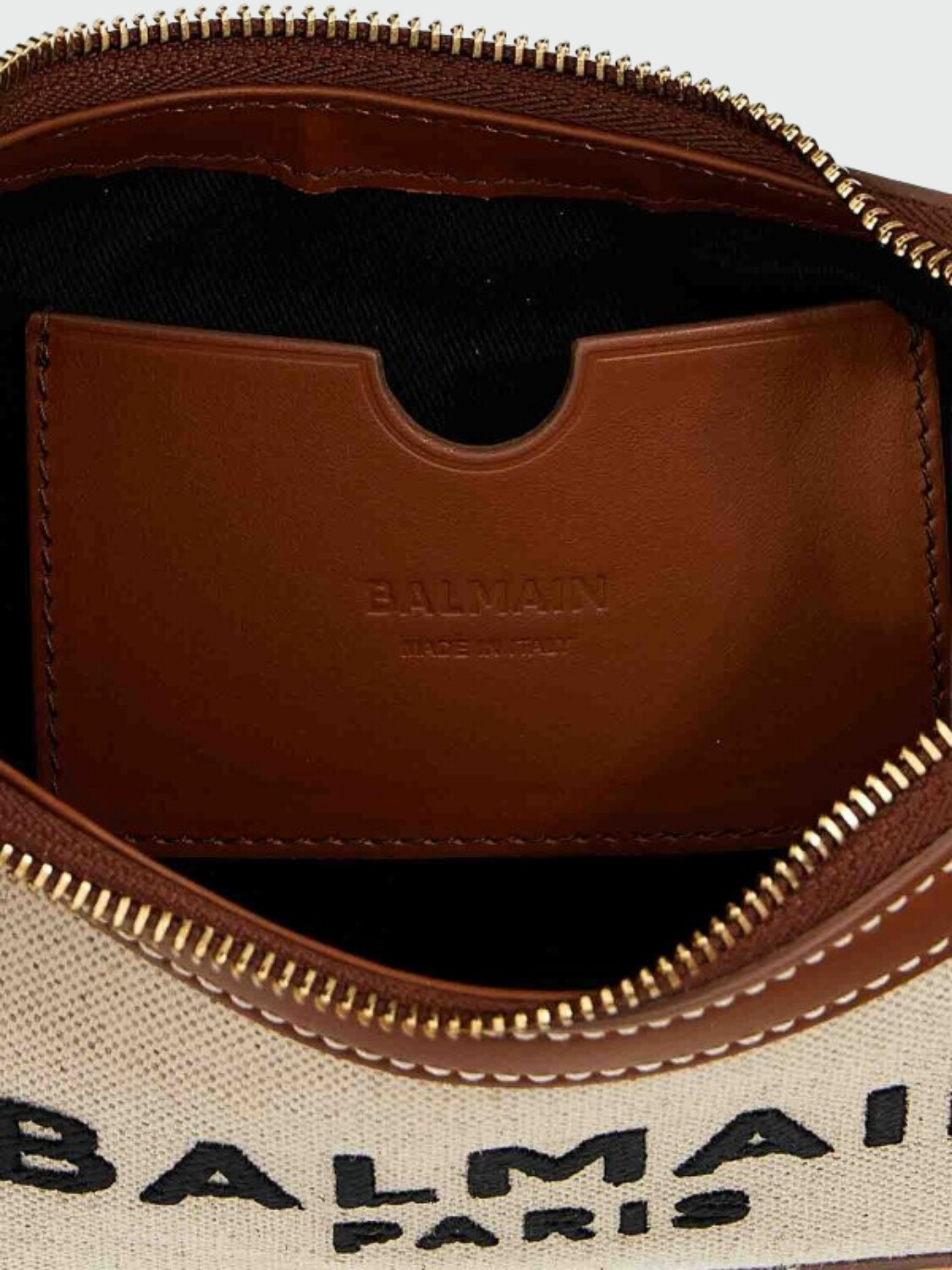 Balmain- Cartera B-Army de lona y piel con monograma Crudo