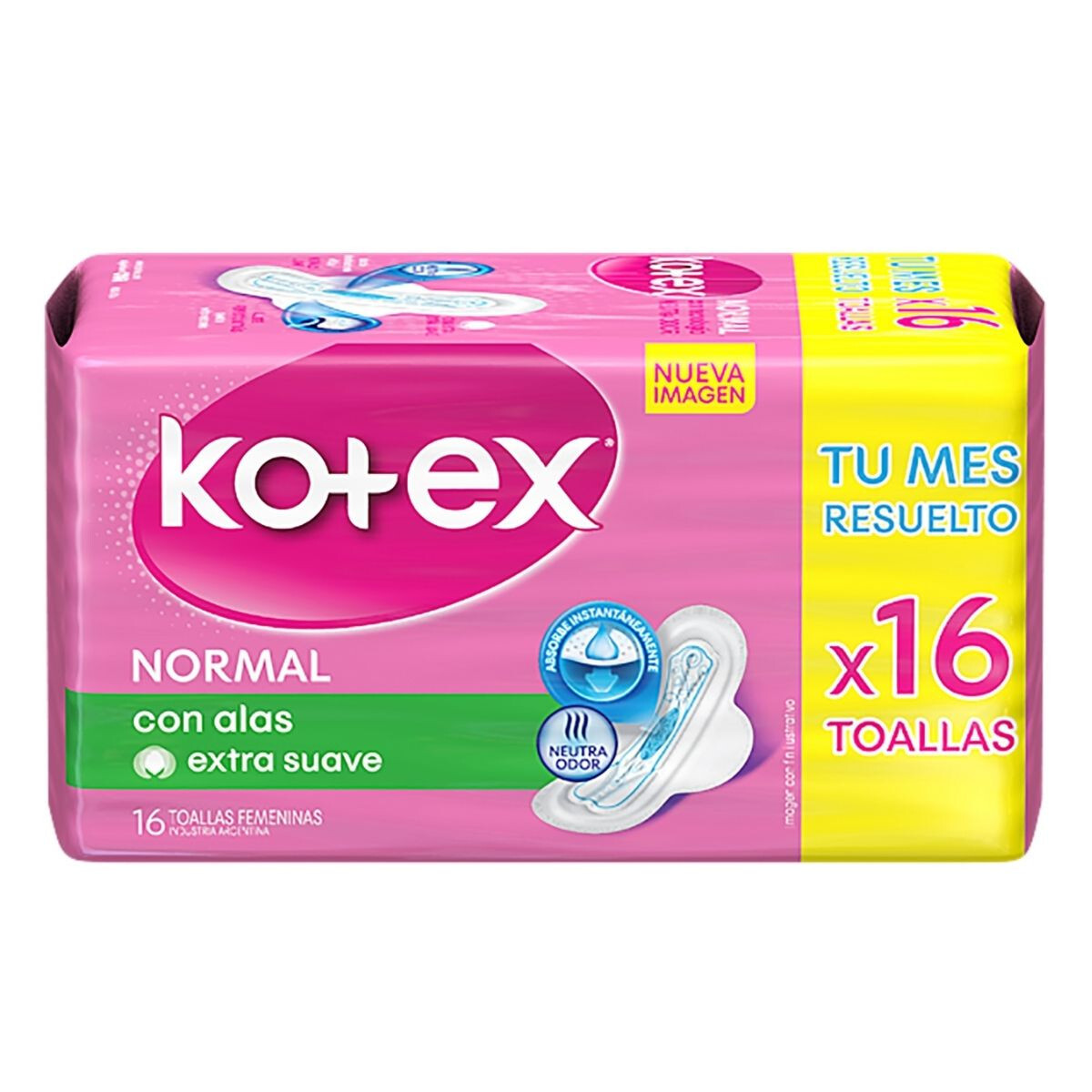 KOTEX ESENCIAL NORMAL CON ALAS X16 