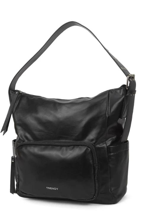 Bolso con bolsillo frontal y lateral Negro
