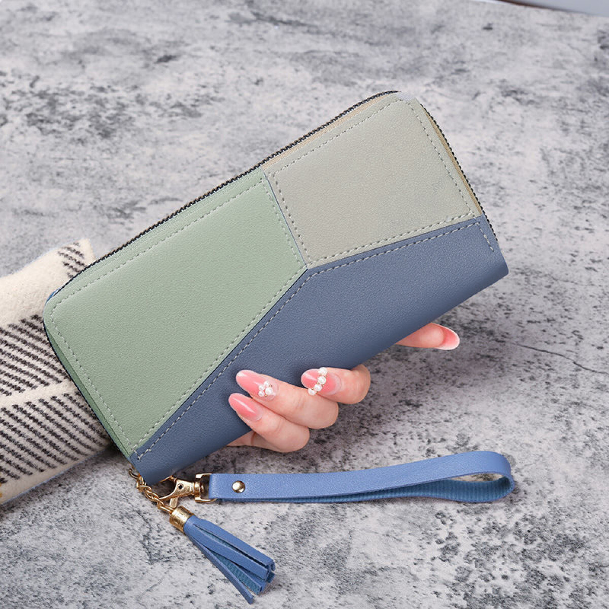 Monedero De Dama 3 Colores - Azul 