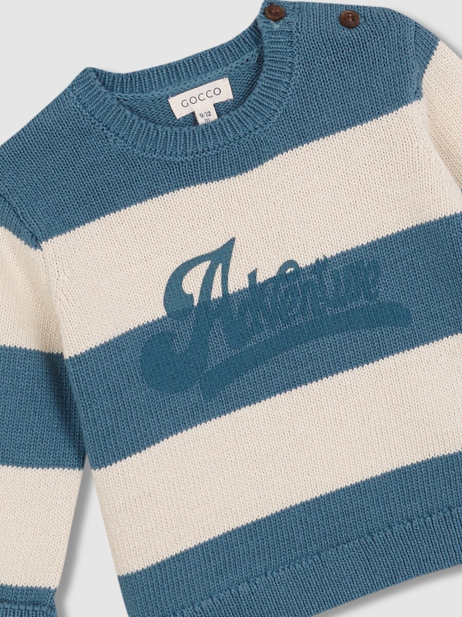 Jersey De Rayas Con Grafico Gris