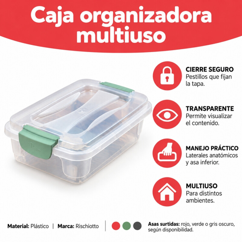 Set x3 Caja organizadora 1,6 lts TRANSPARENTE