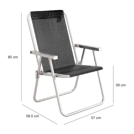 Kit 2 Reposeras Altas Plegables Aluminio Conforto Total Mor Negro