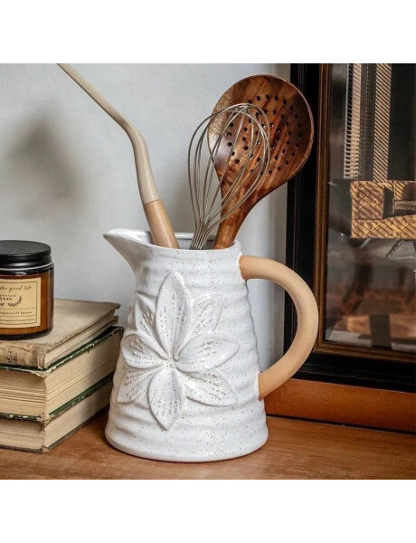 FLORERO DE FLOR 15.5x12x15CM CERAM BLANCO/NATURAL FLORERO DE FLOR 15.5x12x15CM CERAM BLANCO/NATURAL