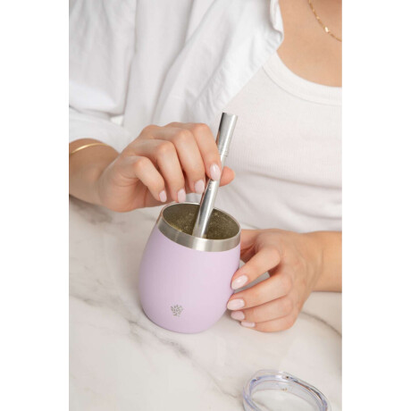 Mate Acero Inox. Con Tapa Lila