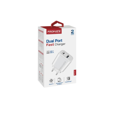 Cargador Promate Fast Charger Usb-c / Usb-a 17w Cargador Promate Fast Charger Usb-c / Usb-a 17w