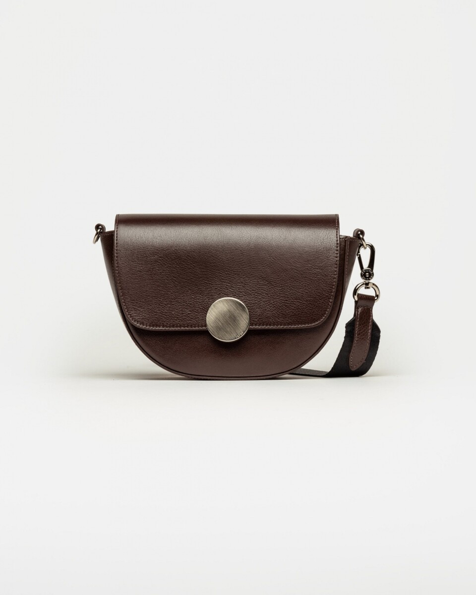 Bandolera The Circle en cuero liso - Marron 