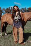 Boho Vest Negro / Beige