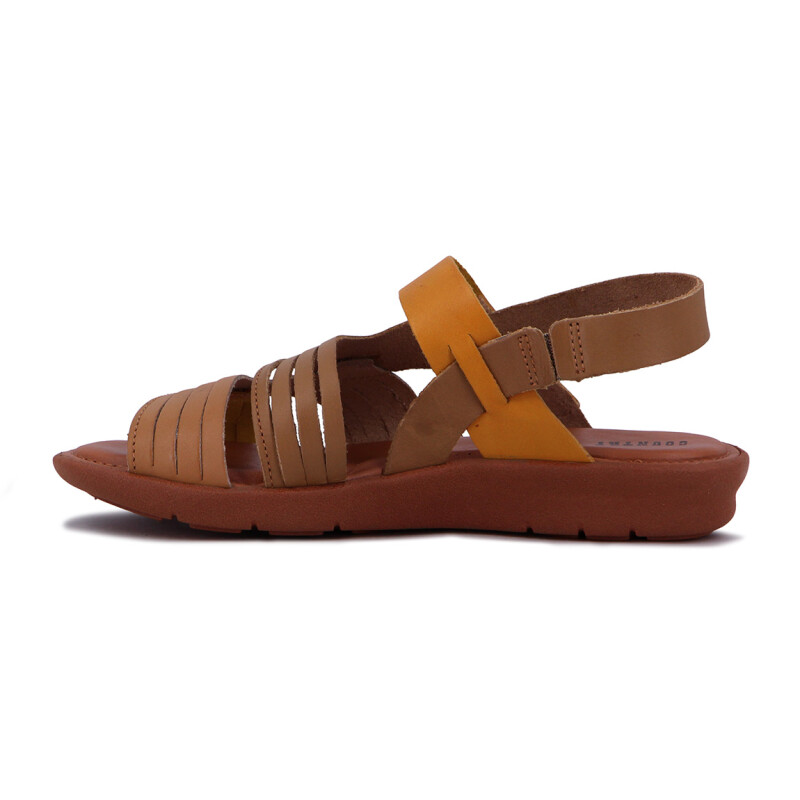 Sandalia Country Mujer Dos Tiras Con Pulsera Nuez-ambar