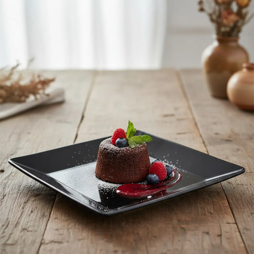 Plato postre cuadrado negro 20x20 cm OXFORD Plato postre cuadrado negro 20x20 cm OXFORD