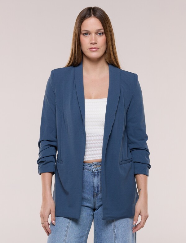 Blazer Crepe Manga Fruncida AZUL