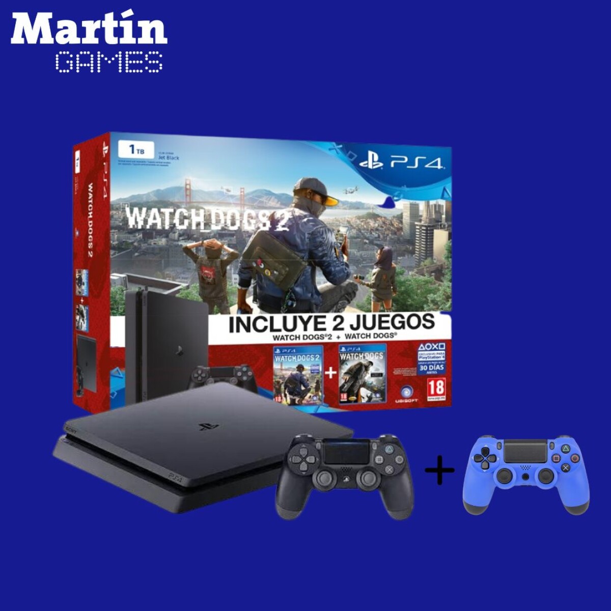 PS4 1TB 0KM + WATCH DOGS 2 + 1 JOYSTICK EXTRA COMPATIBLE 