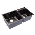 PILETA DOBLE 201 NEGRO MATE CON DISPENSADOR DE JABON Pileta Doble 201 Negro Mate Con Dispensador De Jabon