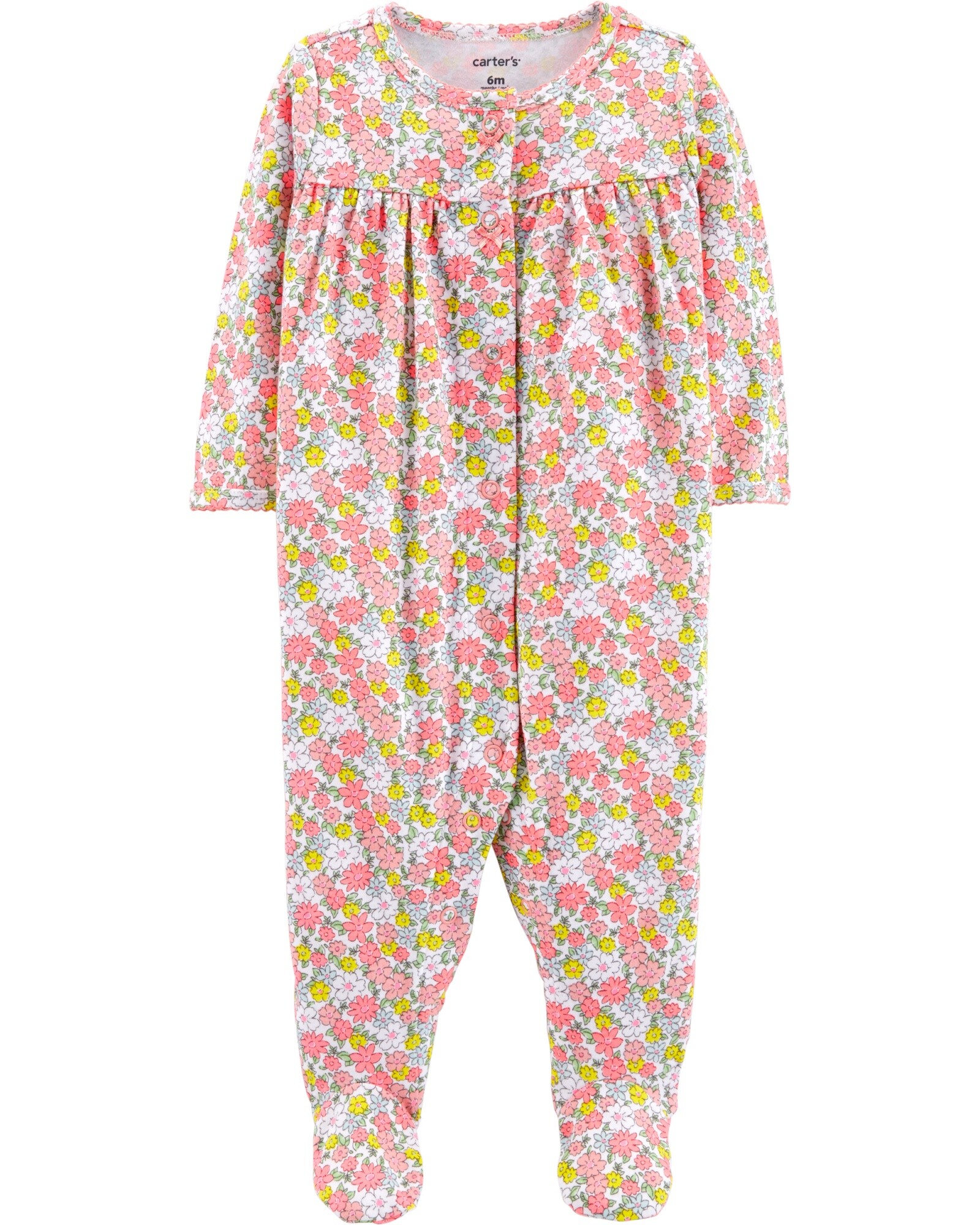Pijama con Pie Manga Larga Floral Algodón 0