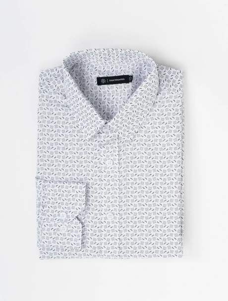 Camisa m/l estampada blanco/negro