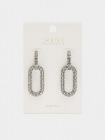 Pendientes Largos De Aros Con Cristales plateado