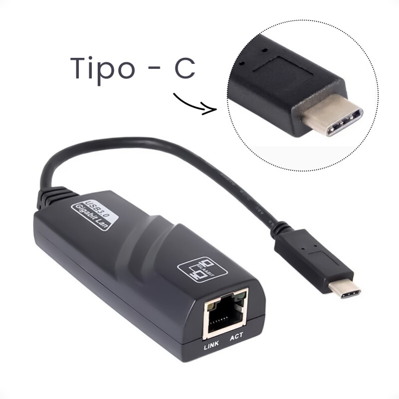 Adaptador de Red USB Tipo C 3.0 a Ethernet Rj45 Gigabit 1000 Mbps Adaptador de Red USB Tipo C 3.0 a Ethernet Rj45 Gigabit 1000 Mbps