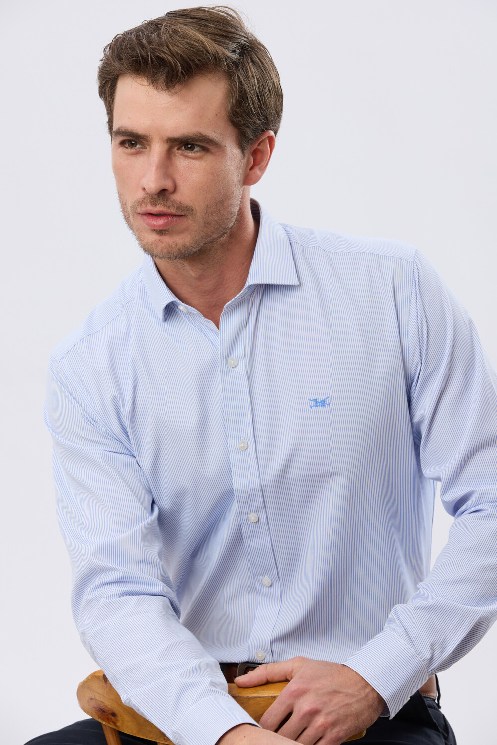 CAMISA RAYADA DE VESTIR Azul