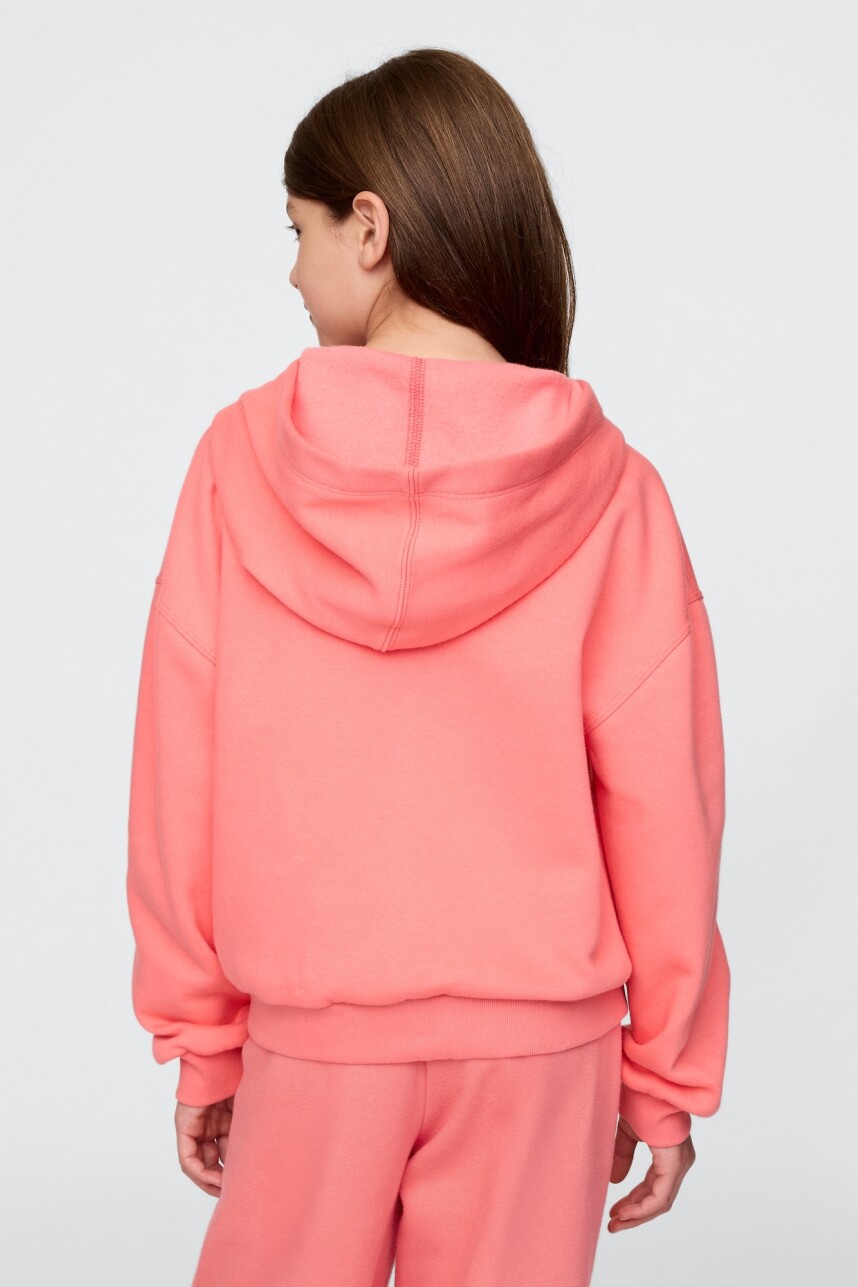 Buzo Canguro Con Cierre Logo Gap Niña Fresh Coral