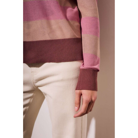 Sweater Polo Rayado Rosa