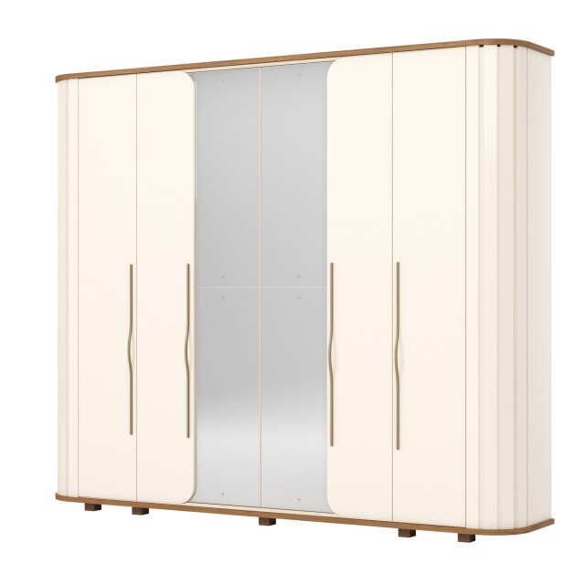 ROPERO PREMIUM 6 PUERTAS 6 CAJONES INTERNOS CON ESPEJO GUARDARROPA CLOSET ARMARIO OFF WHITE