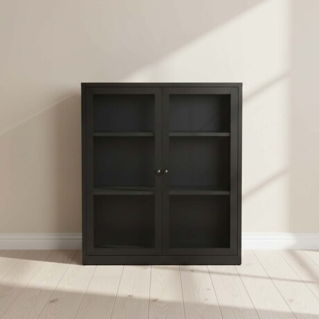 APARADOR 2P VIDRIO METAL NEGRO OLIVIA