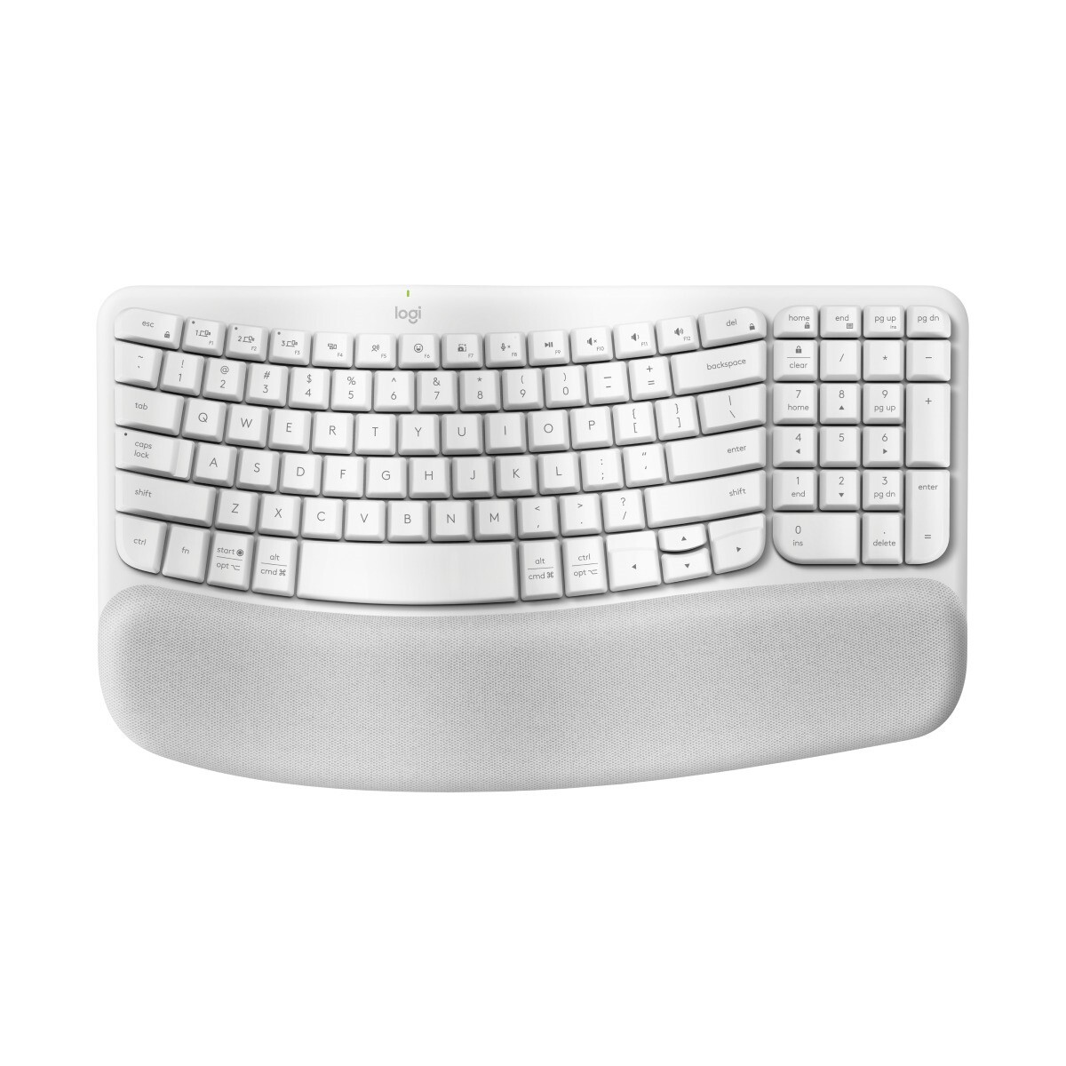 Teclado Inalámbrico Ergonómico en español Logitech Wave Keys Bluetooth Multi Device 920 - White 