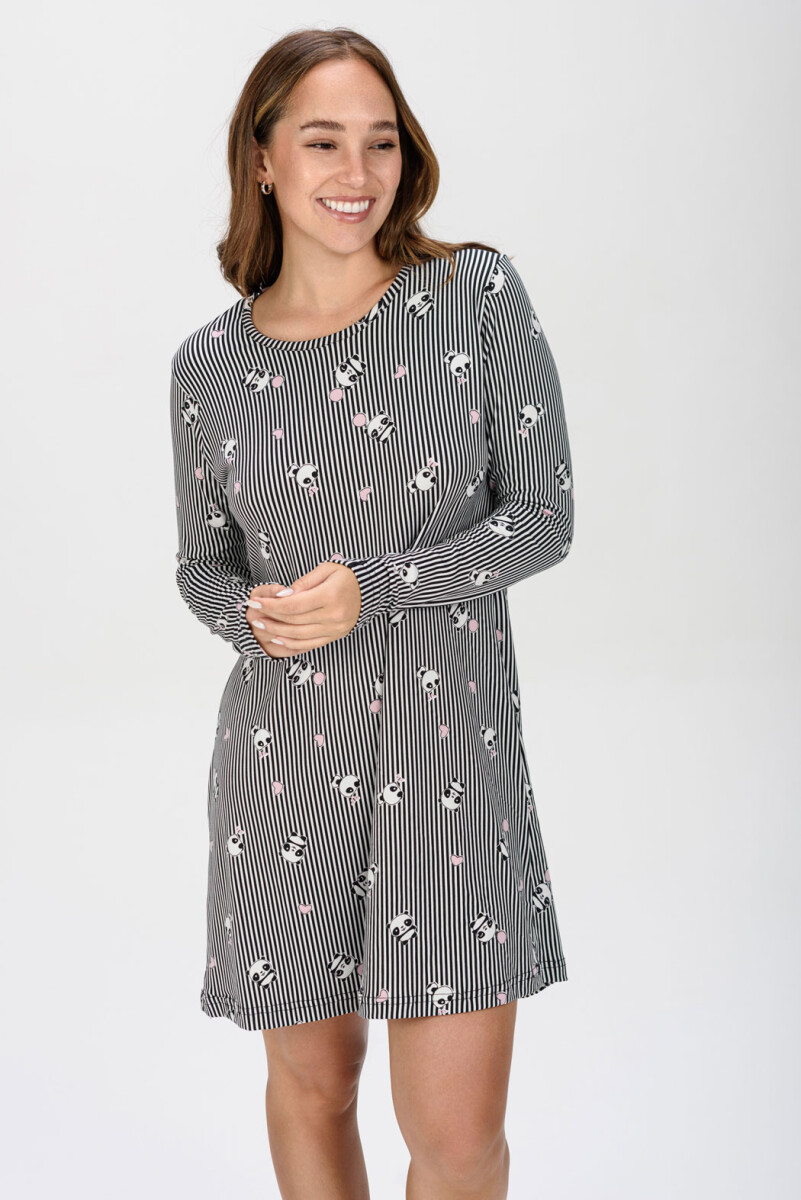 CAMISÓN ESTAMPADO - BLANCO Y NEGRO 