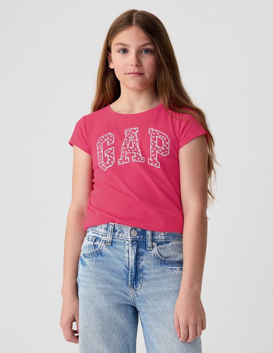 Remera Logo Gap Manga Corta Niña - Pink Hibiscus 486 
