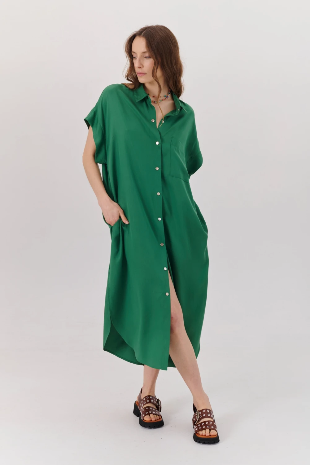 VESTIDO TENCEL verde 4