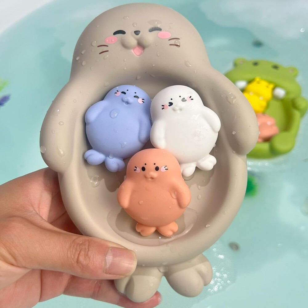 Set juego agua baño familia gris